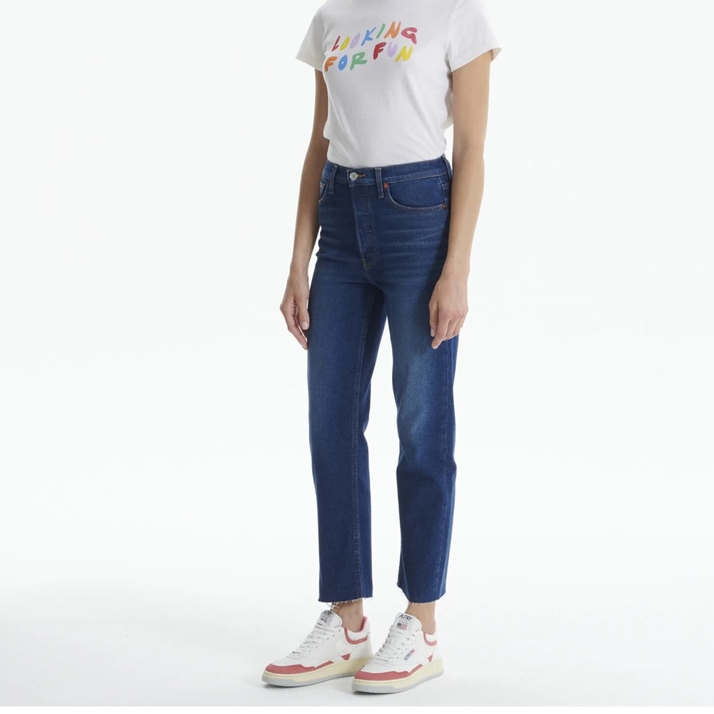 Re/Done 70s Stovepipe Deep Indigo Fade Stretch Straight Leg Jeans